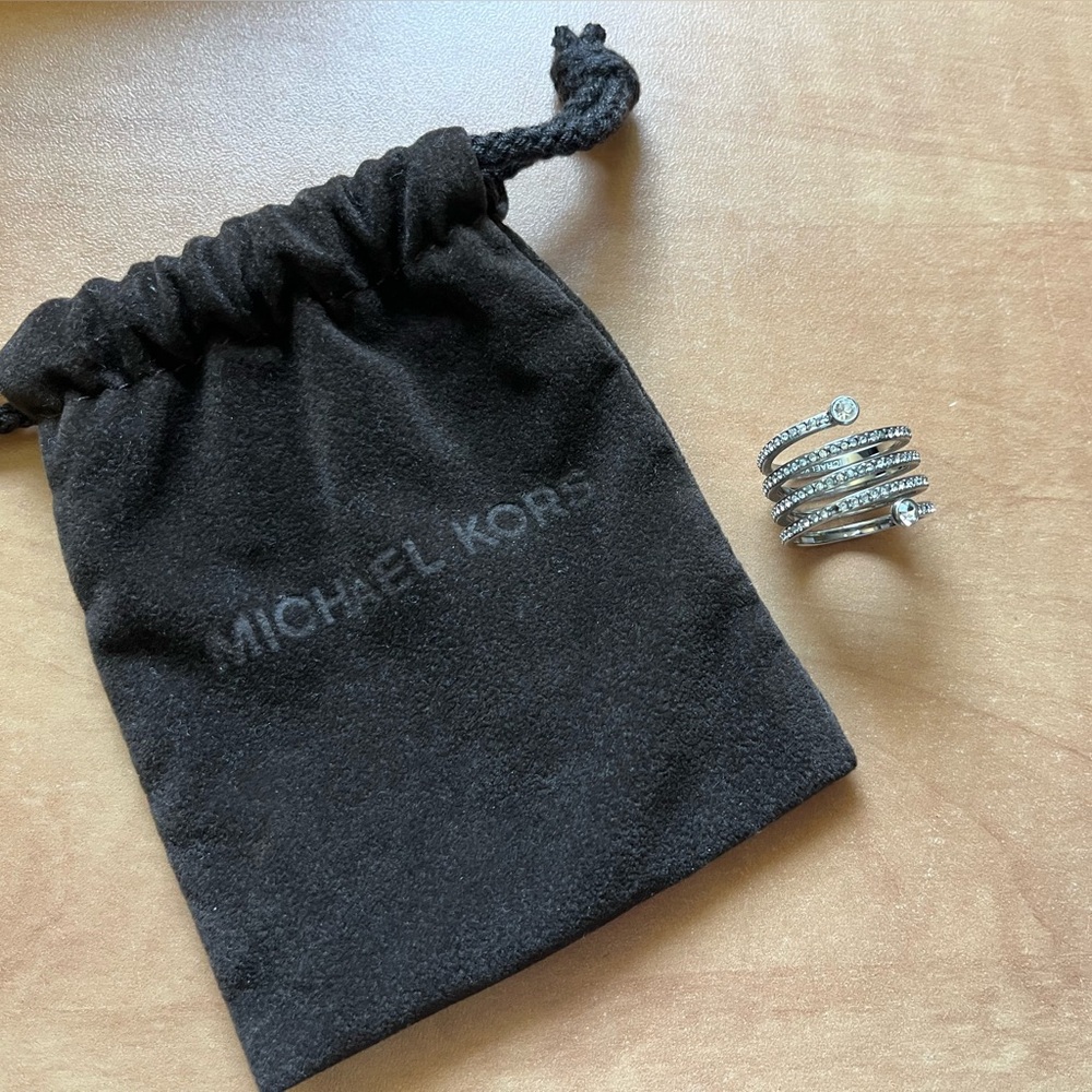 Michael Kors Silver Multi-Band Ring with Crystals